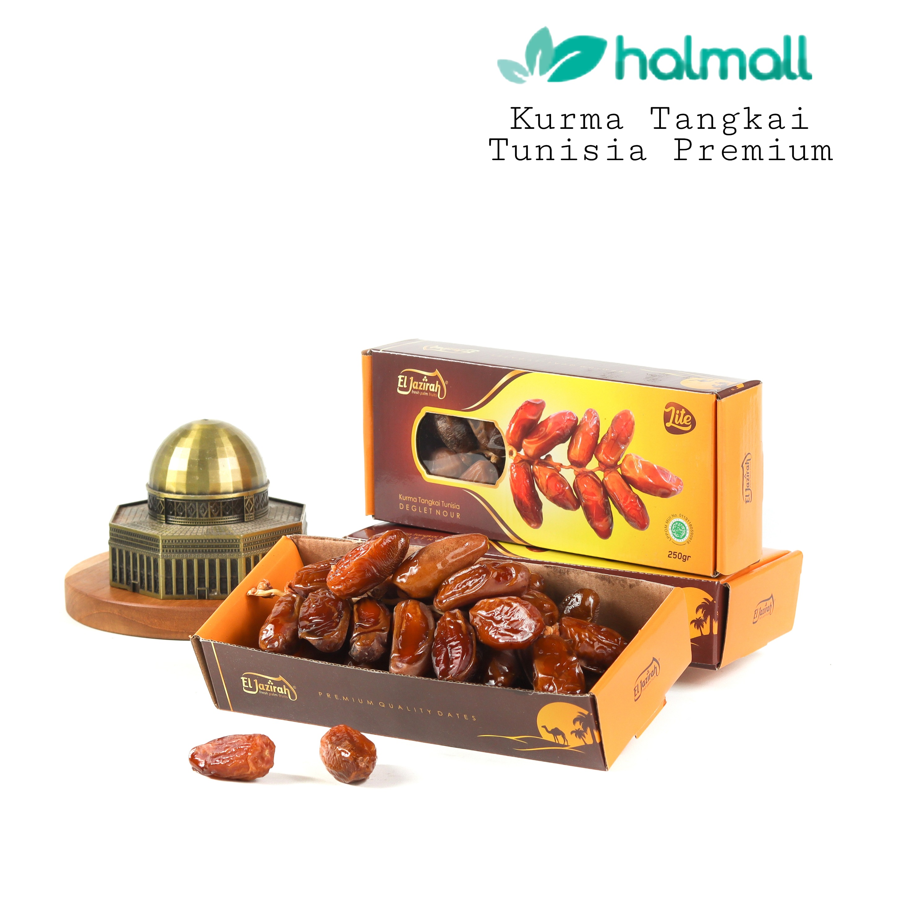 Kurma Tunisia Tangkai Premium El Jazirah Original - Kemasan Box 250 Gram