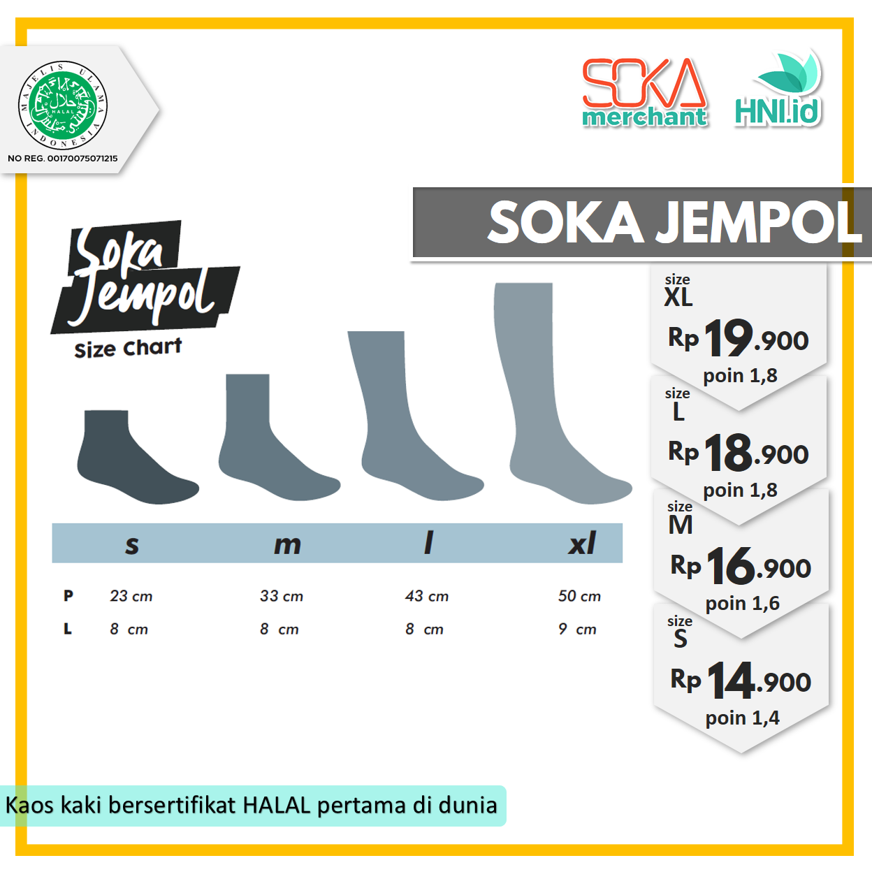 kaos kaki SOKA Jempol (ukuran XL)