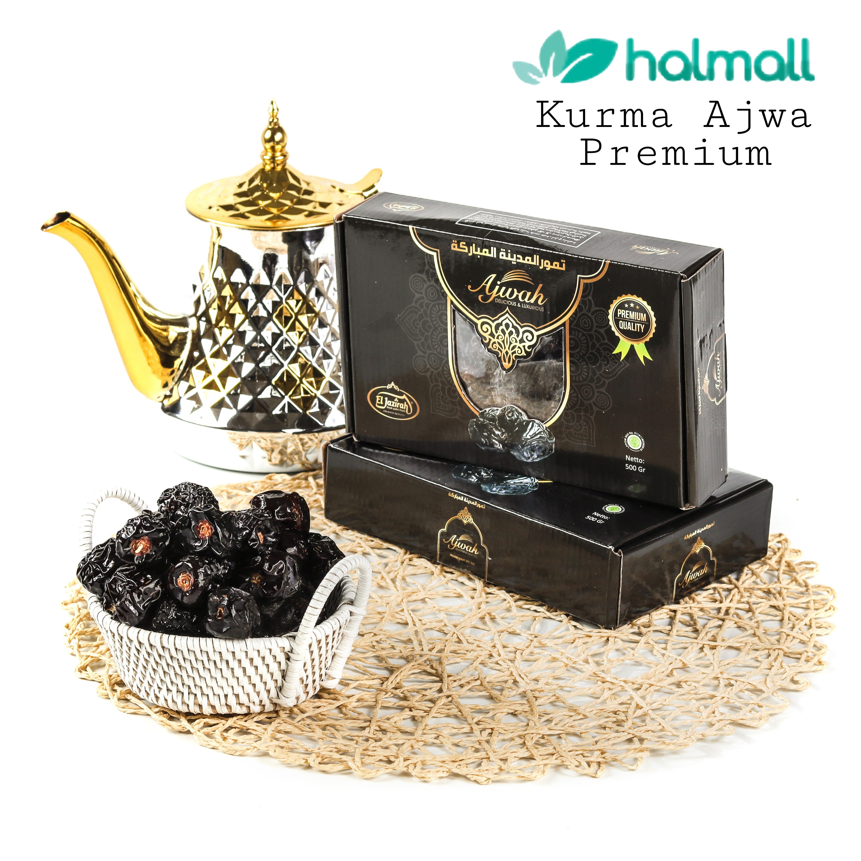 Kurma Ajwa Premium Original El Jazirah Grade A Kemasan Box 500 Gram Halmall