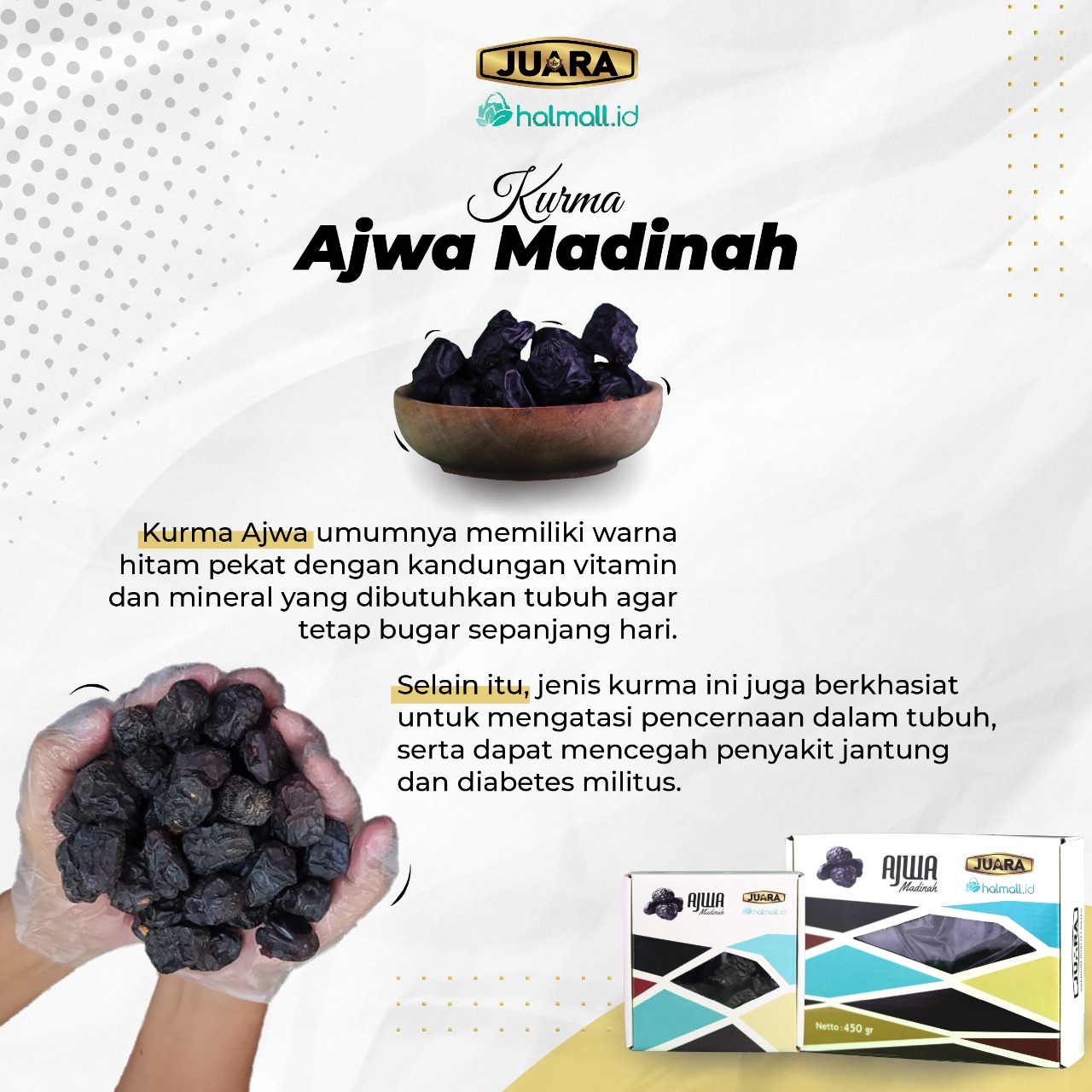 Kurma Ajwa Madinah JUARA (220grm) 