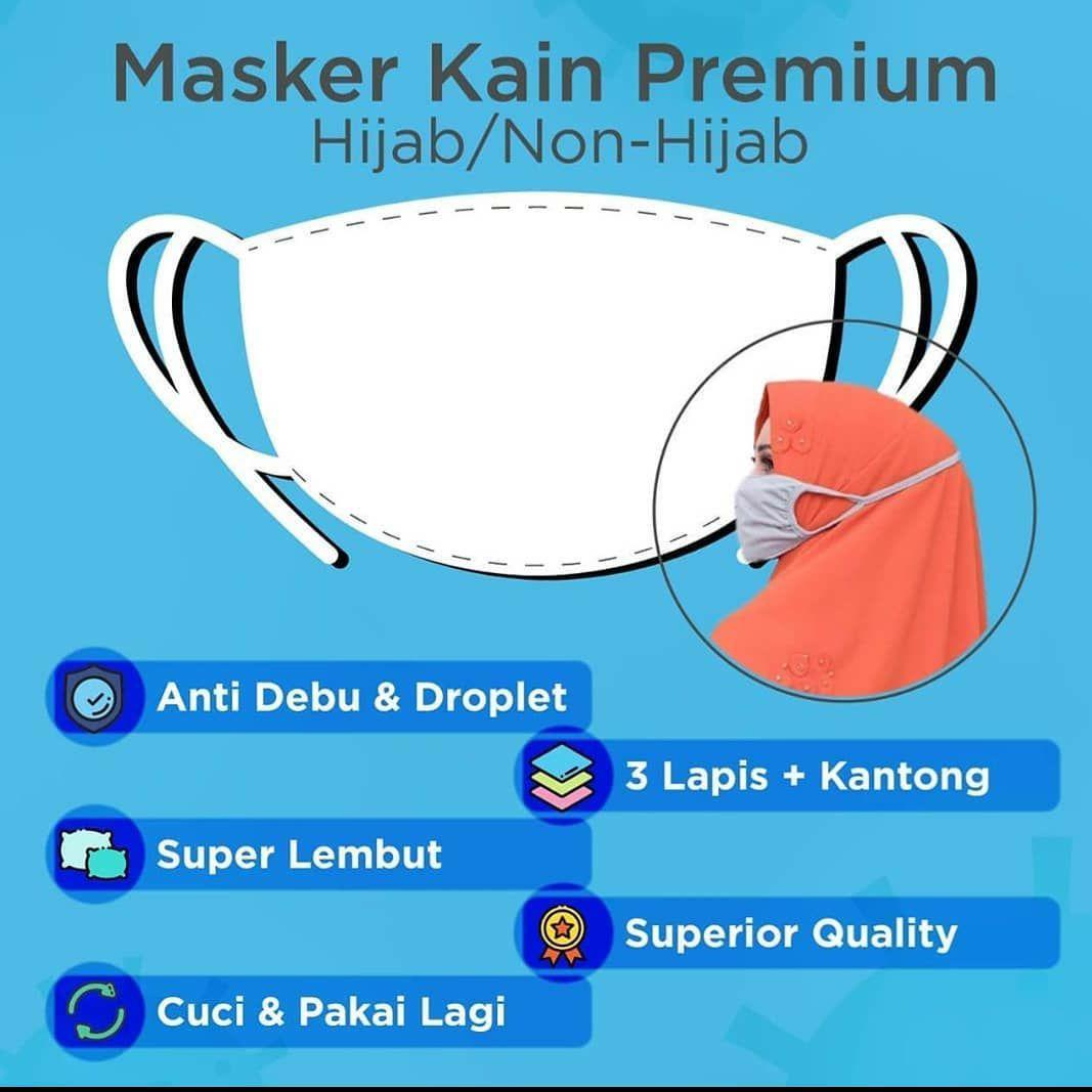 [GROSIR] isi 1 Lusin (12pcs) Masker Kaos Double + Kantong Tisu (Hijab Friendly)