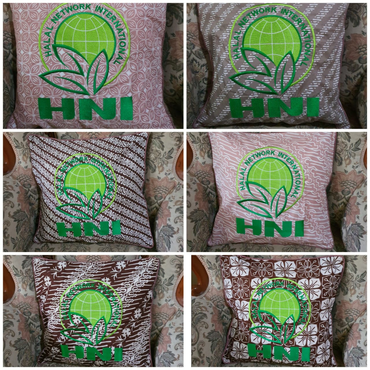 Sarung Bantal kursi Batik HNI (warna Sogan Coklat)
