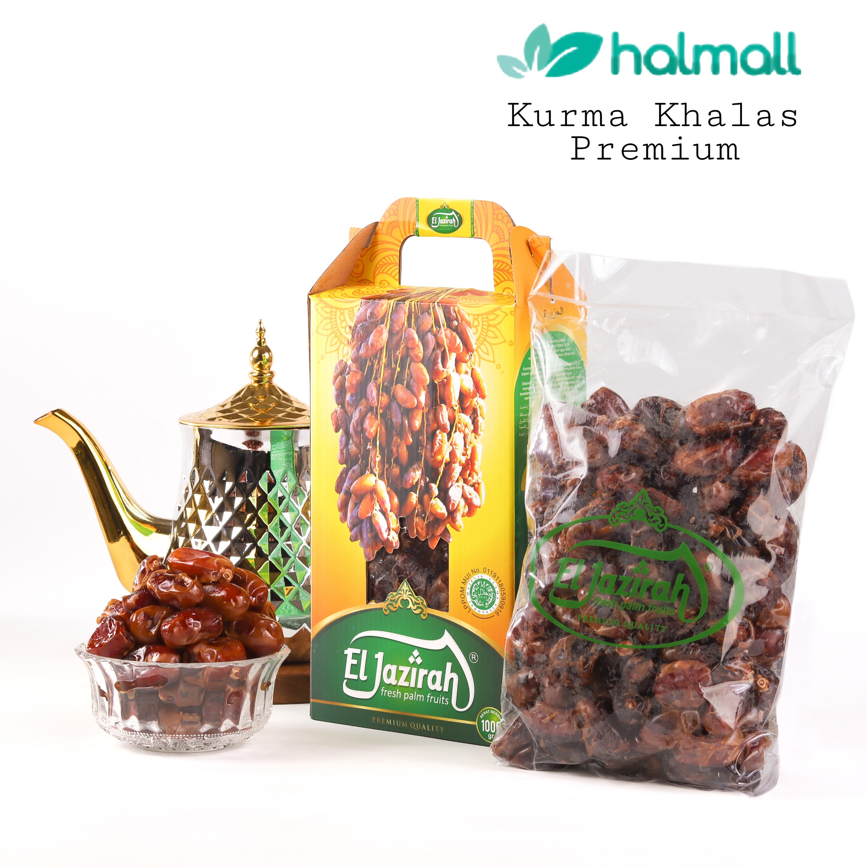Kurma Khalas Premium El Jazirah Original - Kemasan Jinjing 1kg