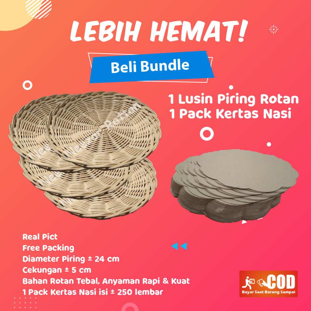 Piring Anyaman Rotan & Kertas Nasi