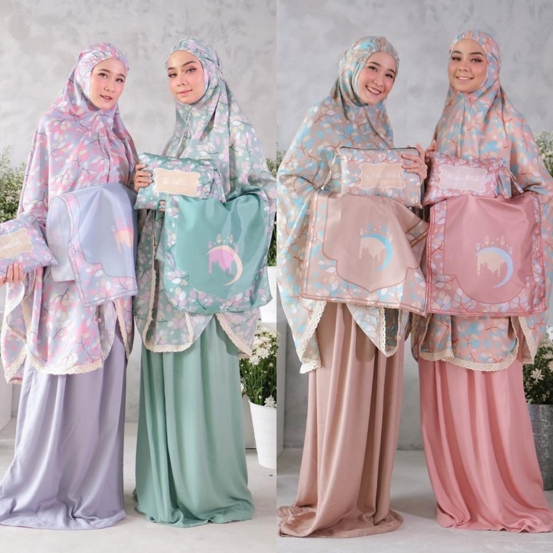 Mukena dewasa alina mint katun rayon premium jumbo 