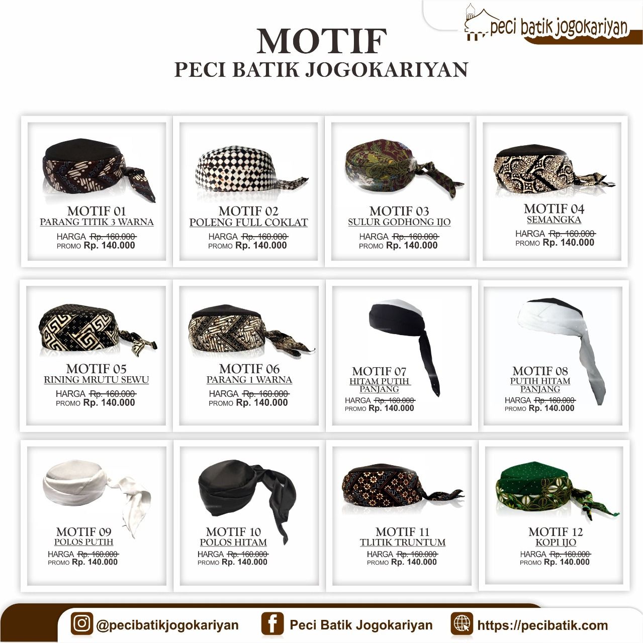 Peci Batik Jogokarian Aneka Motif 