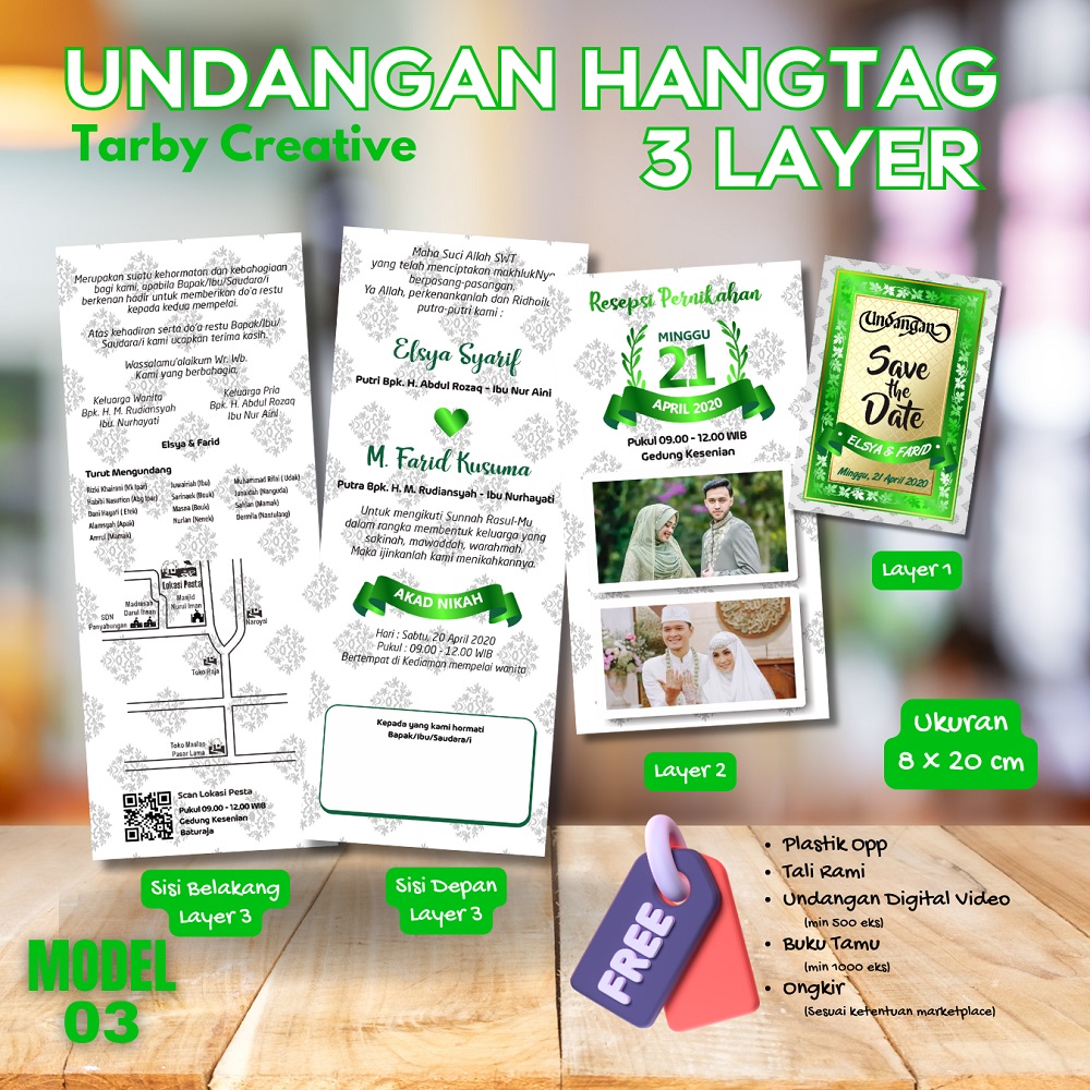 Undangan Kekinian Model Hangtag 3 Ply Unik dan Keren