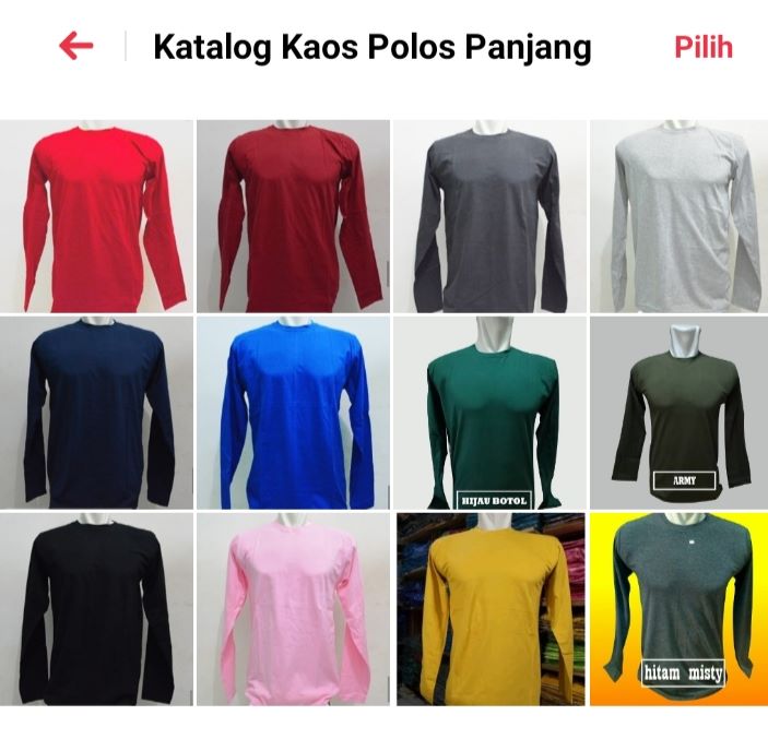 Kaos polos lengan panjang combed 30s