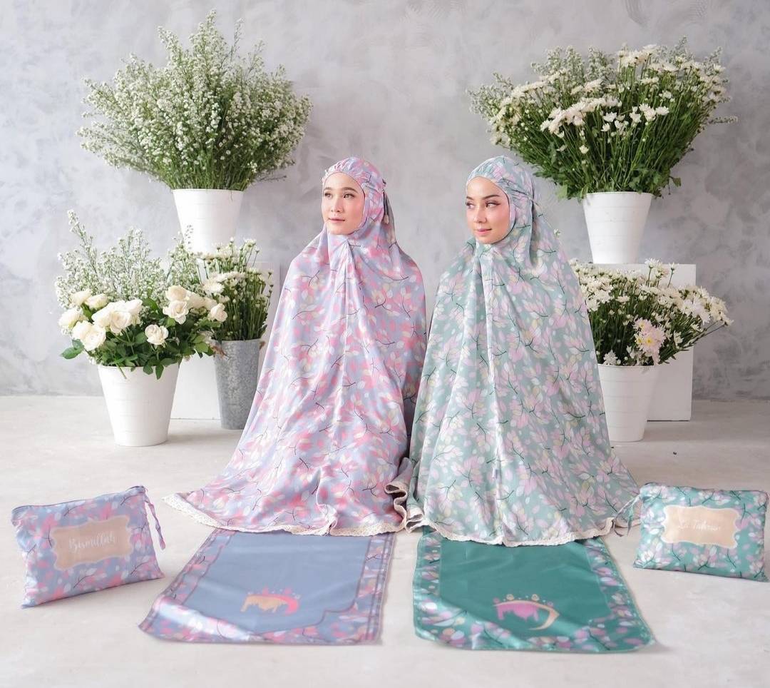 Mukena dewasa alina mint katun rayon premium jumbo 