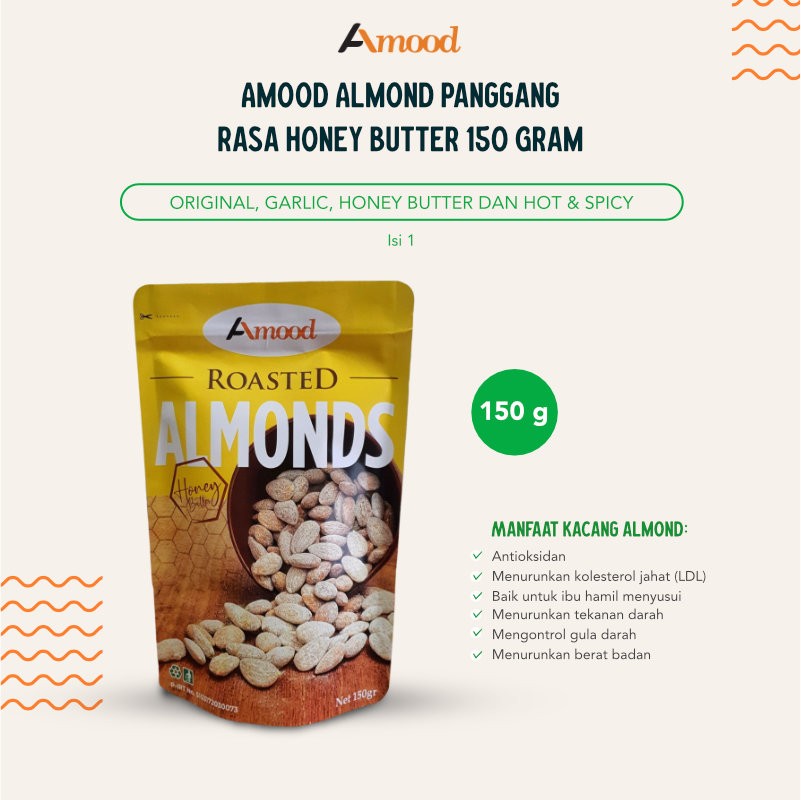 Almond Panggang Amood Rasa Honey Butter 150 Gram