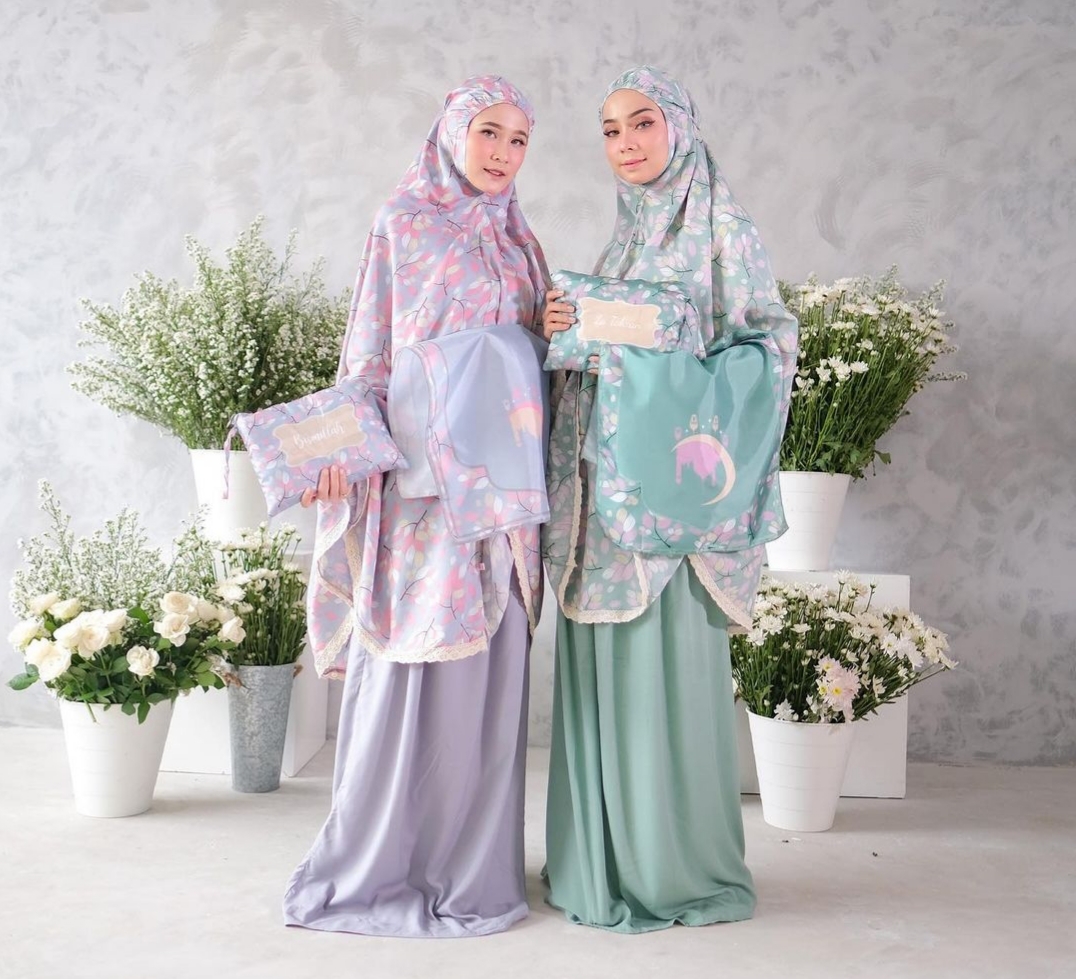 Mukena dewasa alina mint katun rayon premium jumbo 