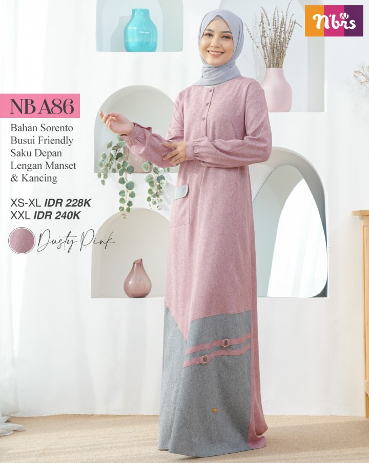 BAJU GAMIS WANITA MUSLIM WARNA DUSTY PINK PROMO!