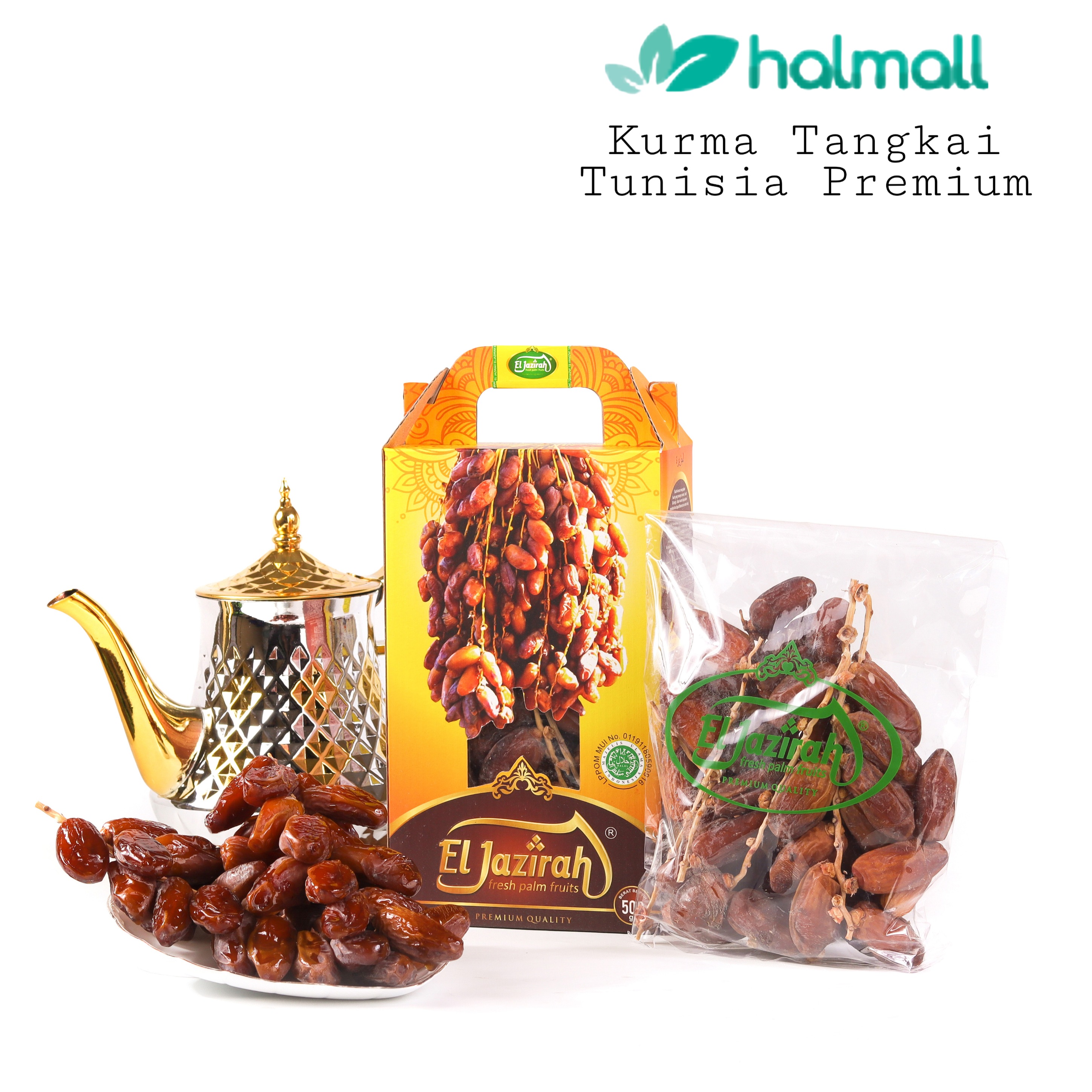 Kurma Tunisia Tangkai El Jazirah Premium Kemasan Jinjing 500 Gram