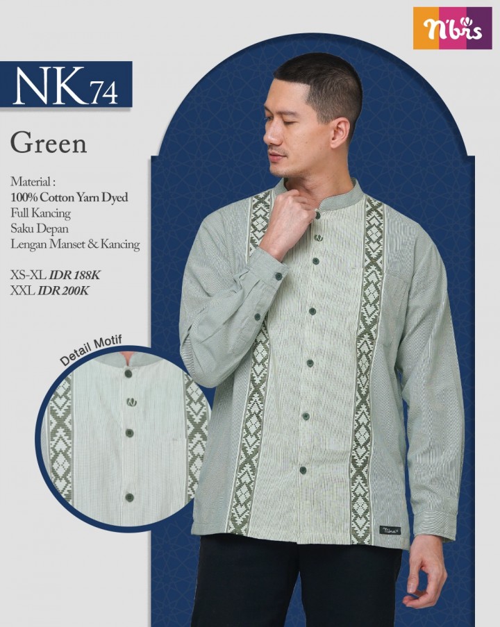 BAJU KOKO PRIA LENGAN PANJANG WARNA  HIJAU PROMO!